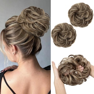 image:imageSARLA Messy Hair Bun Hair Pieces Curly Synthetic Updo Fake Scrunchies Ponytail Extension for Women Dirty Blonde 1PCS2PCSBrunette Blonde Multi