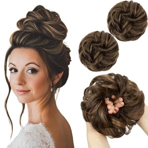 image:imageSARLA Messy Hair Bun Hair Pieces Curly Synthetic Updo Fake Scrunchies Ponytail Extension for Women Dirty Blonde 1PCS2PCSCoffee Brown