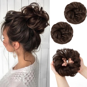 image:imageSARLA Messy Hair Bun Hair Pieces Curly Synthetic Updo Fake Scrunchies Ponytail Extension for Women Dirty Blonde 1PCS2PCSDark Chocolate