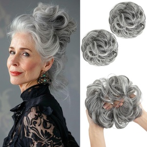 image:imageSARLA Messy Hair Bun Hair Pieces Curly Synthetic Updo Fake Scrunchies Ponytail Extension for Women Dirty Blonde 1PCS2PCSDark Grey