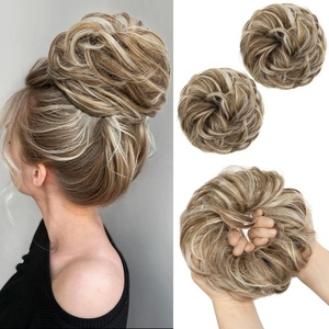 image:imageSARLA Messy Hair Bun Hair Pieces Curly Synthetic Updo Fake Scrunchies Ponytail Extension for Women Dirty Blonde 1PCS2PCSGolden Blonde