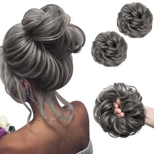 image:imageSARLA Messy Hair Bun Hair Pieces Curly Synthetic Updo Fake Scrunchies Ponytail Extension for Women Dirty Blonde 1PCS2PCSGrey
