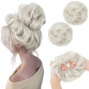 image:imageSARLA Messy Hair Bun Hair Pieces Curly Synthetic Updo Fake Scrunchies Ponytail Extension for Women Dirty Blonde 1PCS2PCSIce Blonde