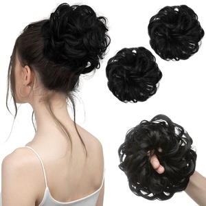 image:imageSARLA Messy Hair Bun Hair Pieces Curly Synthetic Updo Fake Scrunchies Ponytail Extension for Women Dirty Blonde 1PCS2PCSJet Black