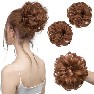 image:imageSARLA Messy Hair Bun Hair Pieces Curly Synthetic Updo Fake Scrunchies Ponytail Extension for Women Dirty Blonde 1PCS2PCSLight Auburn