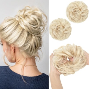 image:imageSARLA Messy Hair Bun Hair Pieces Curly Synthetic Updo Fake Scrunchies Ponytail Extension for Women Dirty Blonde 1PCS2PCSLight Champagne