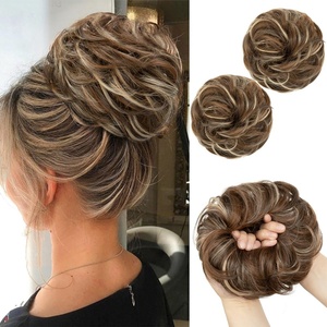 image:imageSARLA Messy Hair Bun Hair Pieces Curly Synthetic Updo Fake Scrunchies Ponytail Extension for Women Dirty Blonde 1PCS2PCSNut Multi