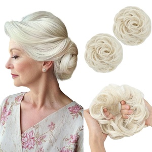 image:imageSARLA Messy Hair Bun Hair Pieces Curly Synthetic Updo Fake Scrunchies Ponytail Extension for Women Dirty Blonde 1PCS2PCSPlatin Blonde