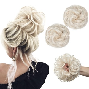 image:imageSARLA Messy Hair Bun Hair Pieces Curly Synthetic Updo Fake Scrunchies Ponytail Extension for Women Dirty Blonde 1PCS2PCSPlatinum Blonde