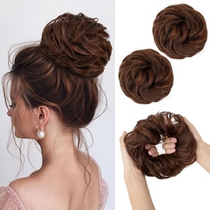image:imageSARLA Messy Hair Bun Hair Pieces Curly Synthetic Updo Fake Scrunchies Ponytail Extension for Women Dirty Blonde 1PCS2PCSRed Vino