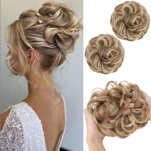 image:imageSARLA Messy Hair Bun Hair Pieces Curly Synthetic Updo Fake Scrunchies Ponytail Extension for Women Dirty Blonde 1PCS2PCSSand