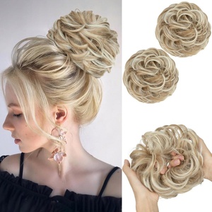 image:imageSARLA Messy Hair Bun Hair Pieces Curly Synthetic Updo Fake Scrunchies Ponytail Extension for Women Dirty Blonde 1PCS2PCSSunny Blonde