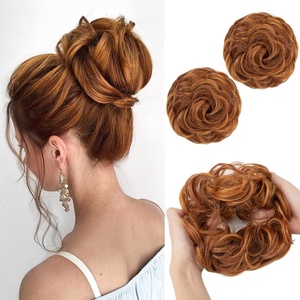 image:imageSARLA Messy Hair Bun Hair Pieces Curly Synthetic Updo Fake Scrunchies Ponytail Extension for Women Dirty Blonde 1PCS2PCSTizian Red