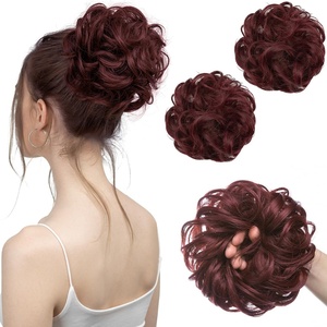 image:imageSARLA Messy Hair Bun Hair Pieces Curly Synthetic Updo Fake Scrunchies Ponytail Extension for Women Dirty Blonde 1PCS2PCSWine Red