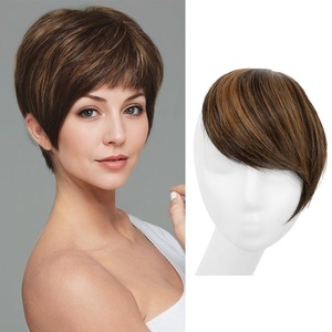 image:imageSARLA Side Hair Bangs Clip in Off Black One Piece Straight Synthetic Bangs Extension for WomenChestnut