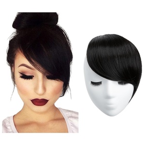 image:imageSARLA Side Hair Bangs Clip in Off Black One Piece Straight Synthetic Bangs Extension for WomenOff Black