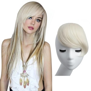 image:imageSARLA Side Hair Bangs Clip in Off Black One Piece Straight Synthetic Bangs Extension for WomenPlatinum Blonde