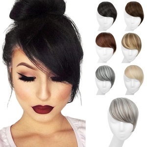 image:imageSARLA Side Hair Bangs Clip in Off Black One Piece Straight Synthetic Bangs Extension for WomenPolar Silver