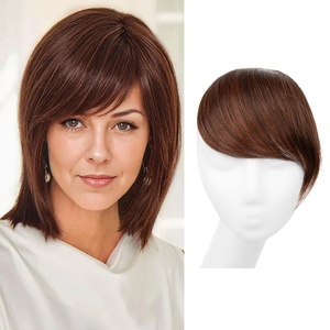 image:imageSARLA Side Hair Bangs Clip in Off Black One Piece Straight Synthetic Bangs Extension for WomenRed Vino