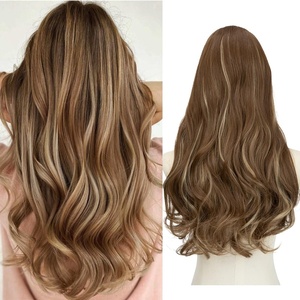 image:imageSARLA U Part Hair Extensions Dirty Blonde Full Head Clip in Synthetic Wave Curly Hairpiece Long 24 Inch for WomenBrunette  Ash Blonde