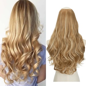image:imageSARLA U Part Hair Extensions Dirty Blonde Full Head Clip in Synthetic Wave Curly Hairpiece Long 24 Inch for WomenHoney Blonde  Bleach Blonde