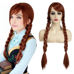 image:imageSARLA Womens Long Straight Platinum Blonde Wig with Bangs Synthetic Hair for Cosplay Party Halloween Costume 25 Inch Adult SizeAuburn